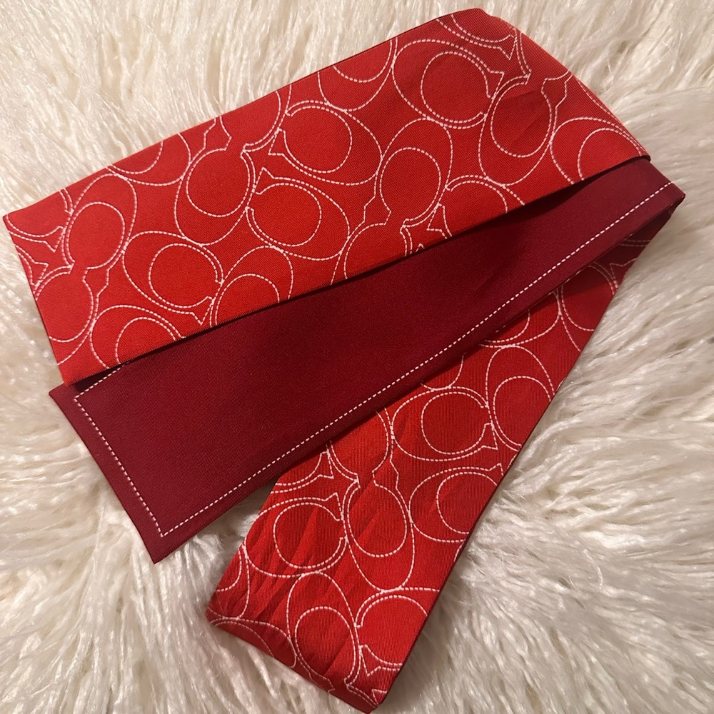 Coach Red Patterned Scarf
